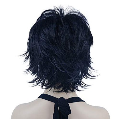Lydell Short Layered Shaggy Wavy Full Synthetic Wigs (Natural black) - color: #2 Natural black