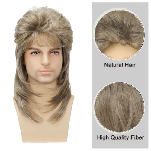 Mullet Wigs for Men 80s Rocker Wig Costumes Fancy Party Cosplay Halloween Wig - color: F-Blonde