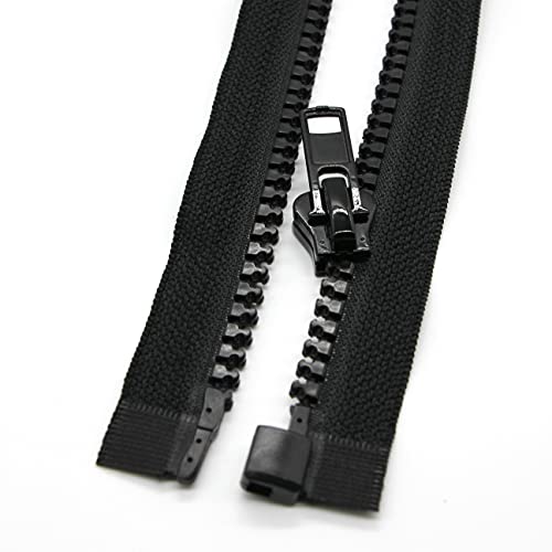 Leekayer 2PCS #5 27" Separating Zipper for Sewing Coats Jacket Zipper Black | 68cm Black Molded Plastic Zippers Bulk (27" 2pc) - color: Black, size: 27"