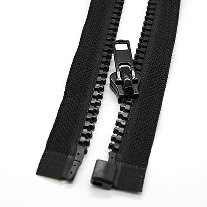 Leekayer 2PCS #5 24" Separating Zipper for Sewing Coats Jacket Zipper Black | 60cm Black Molded Plastic Zippers Bulk (24" 2pc) - color: Black, size: 24"