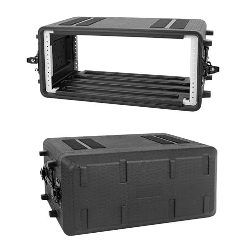 4U Rack Amplifier Case, Pro-Audio PA DJ Flight Road Travel Mount Hard Case With Customized Foam, Ideal for Wireless Mic System Storage/Amp/Effect/Mixer, 4U, Black - size: 4U 12" Deep