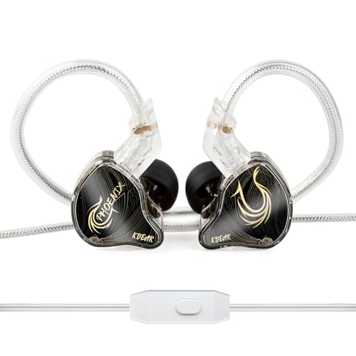 keephifi KBEAR Phoenix Wired Earbuds, Black with Mic | in Ear Headphones with 10mm DD+PET Driver, Stereo Clear Sound Gaming Headphones, in Ear Monitor for Music Gaming - color: Black