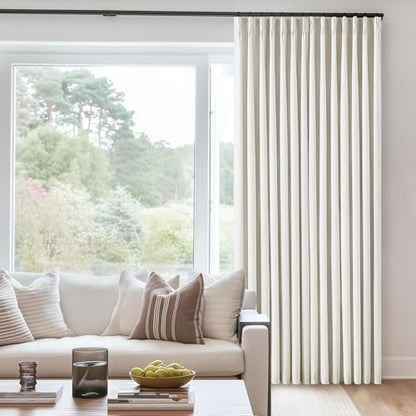 TWODRAPES Natural Cream Pinch Pleated 100% Blackout Curtains 95 Inches Long - color: Natural Linen, size: 40"W x 95"L (Pack of 2)