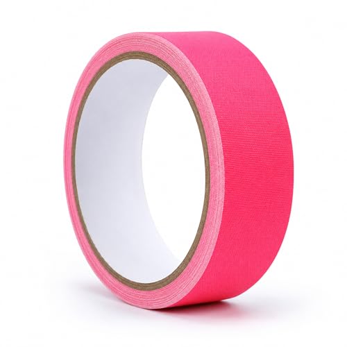 Pink Neon Gaffer Tape, Fluorescent UV Blacklight Reactive Spike Tape | Residue-Free, Easy Tear Matte Cloth Tapes for Stage, Party, Floor Marking, Art Crafts, Color Coding, 1IN x 33 FT