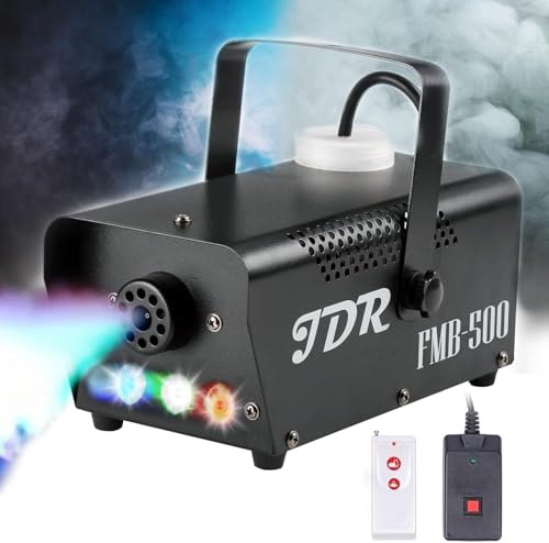 Fog Machine JDR Smoke Machine Controllable LED Light 500W and 2000CFM Fog Disinfection with Wireless and Wired Remote Control for Weddings, Halloween,Parties or Disinfection with Fuse Protection - color: Black, size: 3 LED Lights