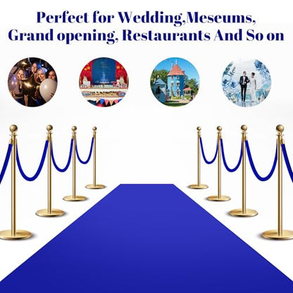 6 Pieces Velvet Stanchion Rope Bulk 4 Feet Party Crowd Control Barrier Safety Velvet Rope with Gold Hook for Movie Theater Opening, Hotel, Carpet, Not Include Stanchion Post(Navy Blue) - color: Navy Blue