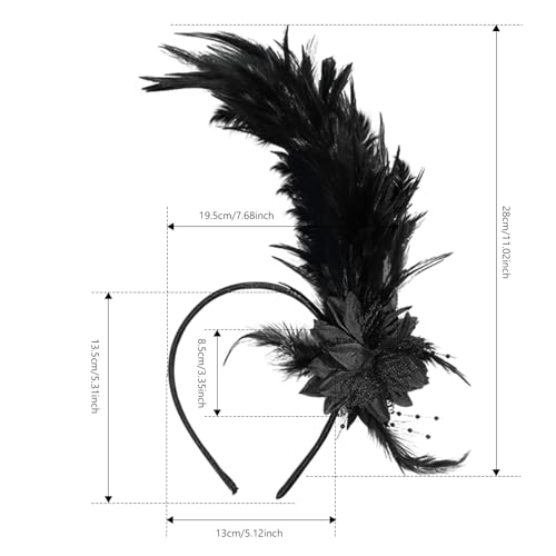 Loieryk Feathers Fascinator Headband 1920s Queen Headpiece Fascinators Hats for Women Tea Party Flower Headpiece - color: Black