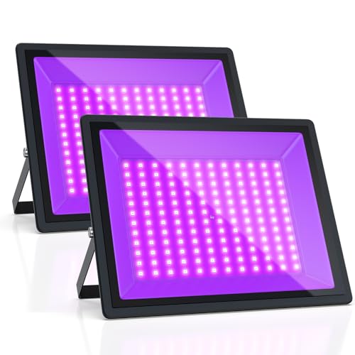 150W UV Black Light, 2 Pack Powerful IP66 Waterproof LED Lamps for Neon Glow Party, Halloween, Christmas Decor and Art Displays in Large Space (150W (2 Pack)) - size: 150W ( 2 Pack )