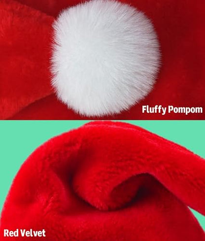 Christmas Hat for Adults/Kids/Baby, Santa Hats Unisex, Red Velvet Thicken Holiday Xmas Hat for Festive New Year Party - color: Red - Single Pack