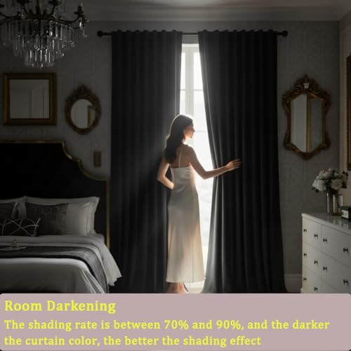 Timeper Black Velvet Curtains 84 inches 2 Panels,Blackout Curtains for Bedroom Living Room Thermal Insulated Luxury Super Soft Window Drapes,Back Tab & Rod Pocket,W52 x L84 inches - color: Black, size: 52"W x 84"L (Pack of 2)