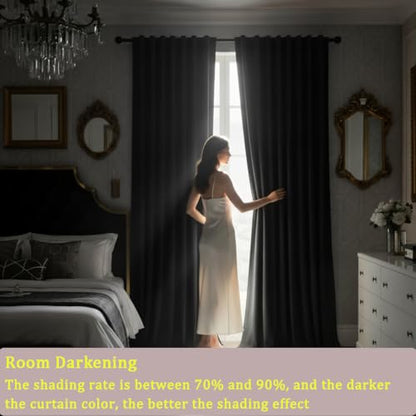 Timeper Black Velvet Curtains 120 inches 2 Panels,Blackout Curtains for Bedroom Living Room Thermal Insulated Luxury Super Soft Window Drapes,Back Tab & Rod Pocket,W52 x L120 inches - color: Black, size: 52"W x 120"L (Pack of 2)