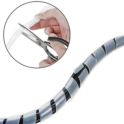 50Ft XHF 1/4" Clear Spiral Cable Wrap 6mm(Wrapping Range:4mm-50mm) Spiral Wire Wrap Cord for Computer Electrical Wire Organizer Sleeve Hose RoHS - size: Dia 6MM
