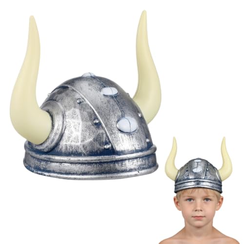 Kisangel Halloween Viking Ox Horns Hat, Warrior Hat Kids Cosplay Costume Plaything for Medieval Party Decoration Accessory, 9.05 x 8.46 x 8.26 Inches