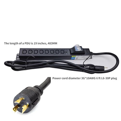 8way C13 C19 30A 120V-240V Metered PDU Current Volts Digital Meter SPD L6-30P amp PDU (OIT-8C13-L6-30P-LED-30A) - color: 8 C13 Breaker Protected