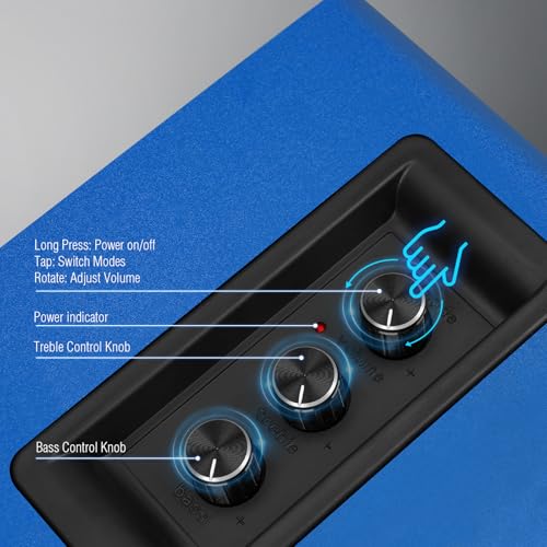 Computer Speakers, Bluetooth 5.3, USB-C, AUX/RCA, 3-Inch Woofer, Blue - color: Blue