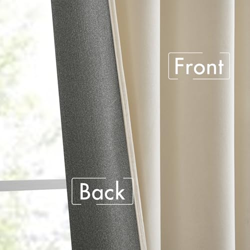 MIULEE Cream Beige Velvet Pinch Pleat Blackout Curtains W52 X L108 Inches - color: Cream, size: 52"W x 108"L (Pack of 2)
