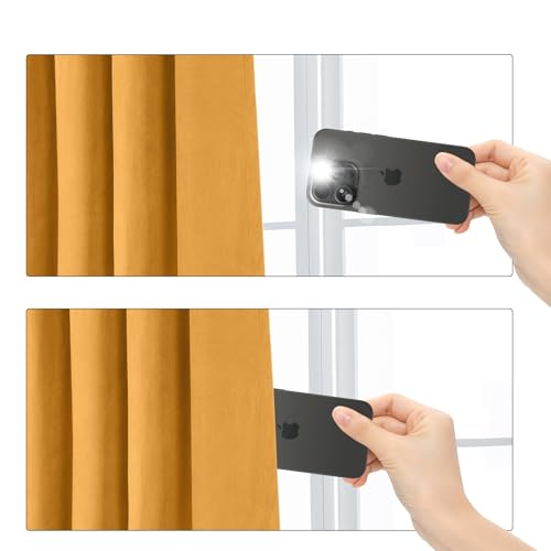 100% Full Blackout Velvet Curtains with Liner 52x96 Golden Yellow - color: Golden Yellow, size: 52"W x 96"L (Pack of 2)