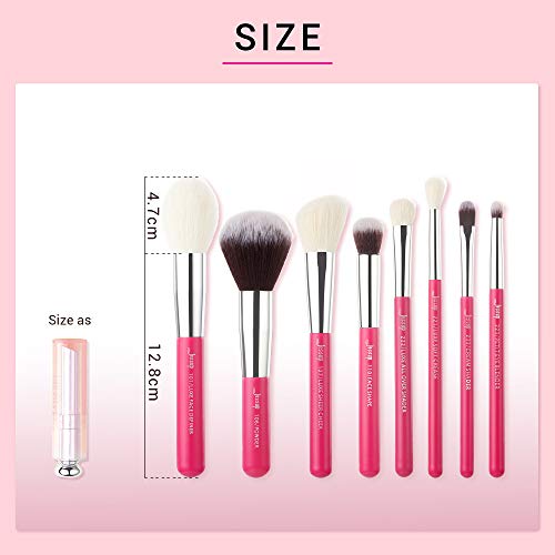 Jessup Brand 25pcs Professional Makeup Brush Set Beauty Cosmetic Foundation Powder Blusher Eye Shadow Blending Concealer Highlight Natural-Synthetic Hair Brushes Set (Rose Carmine/Silver) - color: V-Rose Carmine/Silver