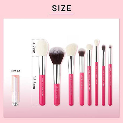 Jessup Brand 25pcs Professional Makeup Brush Set Beauty Cosmetic Foundation Powder Blusher Eye Shadow Blending Concealer Highlight Natural-Synthetic Hair Brushes Set (Rose Carmine/Silver) - color: V-Rose Carmine/Silver