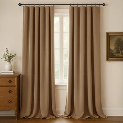 Velvet Curtains 96 Inches Long, Thermal Insulated Gold Brown Blackout Curtains for Living Room Bedroom Curtain Set Rod Pocket Back Tab Room Darkening Drapes, 2 Panel Gold - color: 05-gold Brown (Velvet ), size: 52"W x 96"L (Pack of 2)