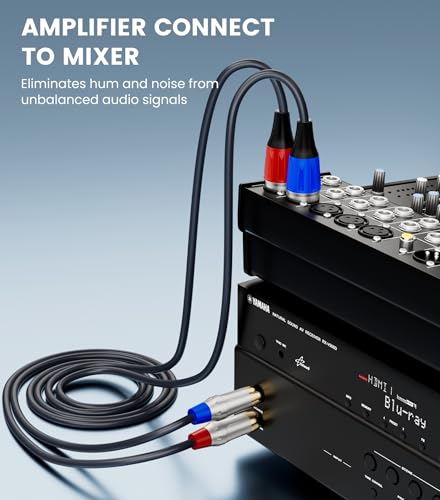 Tisino RCA to XLR Cable, 2 RCA to 2 XLR Male HiFi Cord,4N OFC, 6.6FT/2m | 2 RCA to 2 XLR Male Stereo Audio Interconnect Cable for Mixer/Microphone/Amplifier, Gold-Plated 20AWG OFC Patch Lead Cord - size: 2m