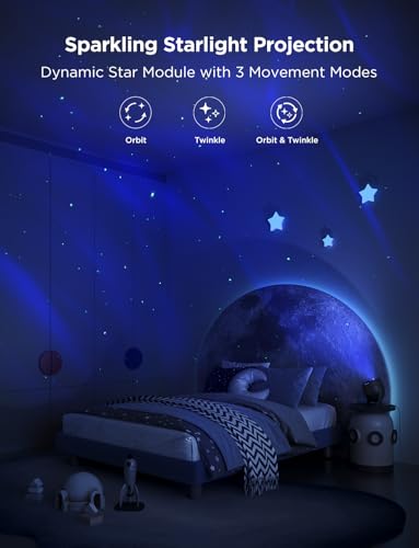 Govee Star Light Projector with 3 Aurora Flowing Effects | Works with Matter and Alexa, 52 Scene Modes, 18 White Noise Options, LED Night Light Projector for Bedroom, Without Plug - style: Aurora