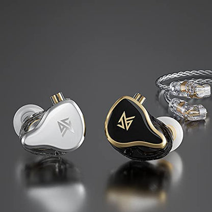 Linsoul KZ ZAS 7BA+1DD in-Ear Monitor, HiFi Bass Earbuds, Gaming Earbuds, Hybrid IEM Earphones with Recessed 2pin Cable for Audiophile Musician(Without Mic, Silver)
