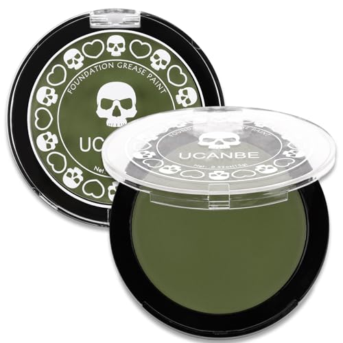 UCANBE Jungle Green Face Body Paint Makeup Foundation, Non-Toxic Cream Greasepaint, Face Painting Kit for for Kids & Adult Halloween Parties, Monster Witch Orcs Hulk Camo Hunting SFX Cosplay Costumes - color: Jungle Green
