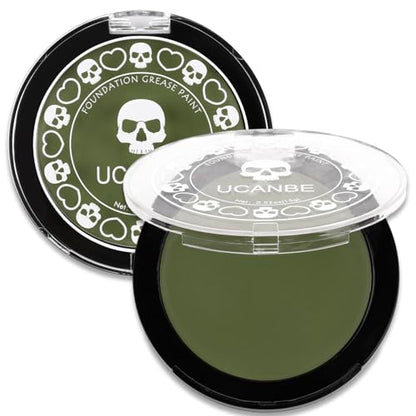 UCANBE Jungle Green Face Body Paint Makeup Foundation, Non-Toxic Cream Greasepaint, Face Painting Kit for for Kids & Adult Halloween Parties, Monster Witch Orcs Hulk Camo Hunting SFX Cosplay Costumes - color: Jungle Green