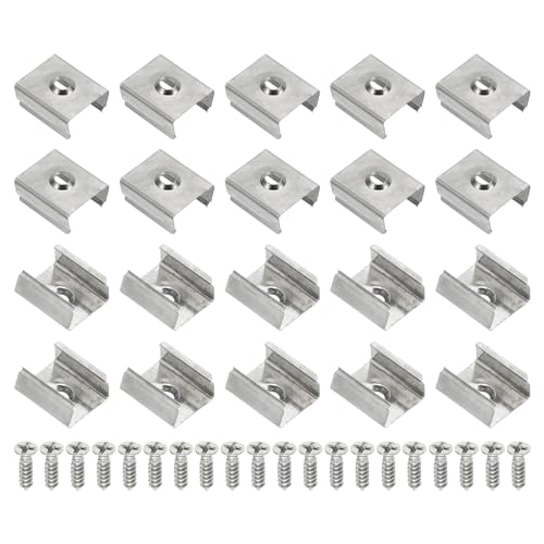 PATIKIL LED Strip Clips, 80pcs Stainless Steel Mounting Brackets Fixing Clip Clamp Support Holder with Screws for 13mm to 15mm LED Strip Lighting Cable - size: 13mm to 15mm