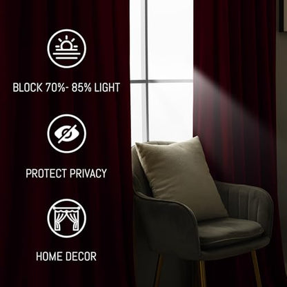 Yakamok Wine Red Room Darkening Velvet Curtains 84 Inch Long Living Room | Luxury soft velvet, 2 panels 52x84 inch,bedroom study, window drapes rod pocket,light blocking,Thermal Insulated - color: Wine Red, size: 52"W x 84"L (Pack of 2)
