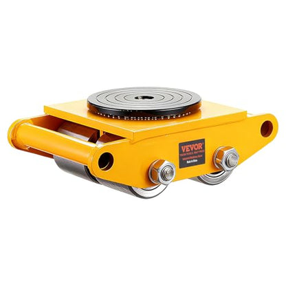 VEVOR 4-Piece Machinery Skate Dolly, 26,455 Lbs, 12T Industrial Machinery Mover, Heavy Duty Carbon Steel, 360° Rotation, Non-Slip Cap, Yellow - size: 4 Packs-Steel Wheels