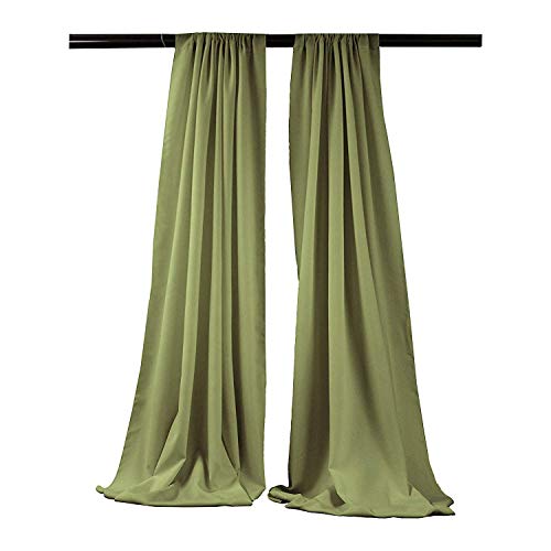 New Creations Fabric & Foam Inc, 5 Feet Wide by 9 Feet High Polyester Backdrop Drape Curtain Panel (2 Panels 5 Ft Wide x 9 Ft High) (Dark Sage) - color: Dark Sage