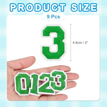 MECCANIXITY Iron on Number Patches 2" Number 3 Iron on Embroidered Patch Sew on Letter Stickers Applique for Repairing Clothing Jeans Shoes Hats DIY(Green, Pack of 9) - style: Number 3