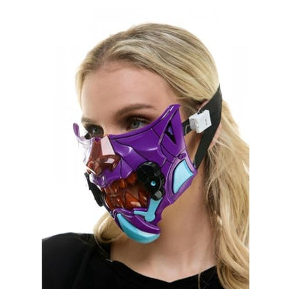 Steampunk Style Metallic Half Face Masquerade Mask Halloween Costume Cosplay Party Mask For Adult - color: Purple&blue