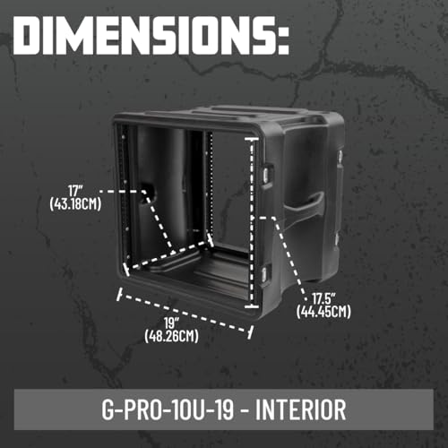 Gator Cases Pro Series 10U Rack Case with Standard 19" Depth, Roto Molded Made in USA (G-PRO-10U-19) - size: 10U Rack Space, style: Standard - 19" Deep