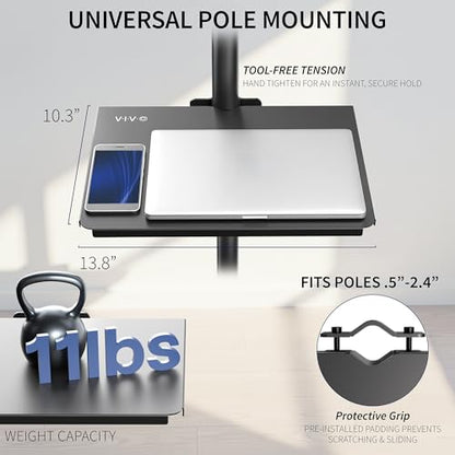 VIVO Universal Steel 14 x 10 inch Shelf Pole Mount for TV Cart, Attaches to 0.5” to 2.4” Poles, Speaker & Microphone Stands, Clamp-on Utility Storage Surface, Black, MOUNT-SF13P (Pack of 6) - size: 14 x 10 inch (Pack of 6)