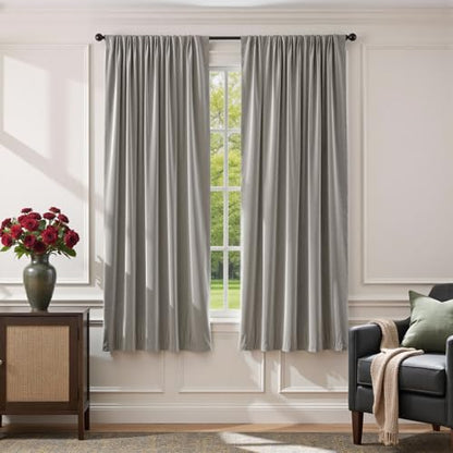 Lazzzy Velvet Light Gray Curtains 72 Inches Long Thermal Insulated Drapes for Bedroom Living Room Darkening Window Treatments Rod Pocket 2 Panels - color: Light Gray, size: 52"W x 72"L (Pack of 2)