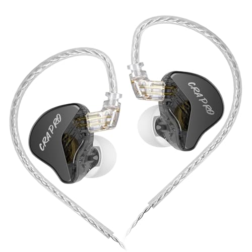 CCA CRA PRO in Ear Monitors, IEMs for Gaming, Ultra-Thin DLC Diaphragm Dynamic Driver Wired Gaming Earbuds, Deep Bass Clear Sound Ear Buds IEM Headphones, in Ears for Singers DJ (Black, Without Mic) - color: CRAPRO Black, size: Without Mic