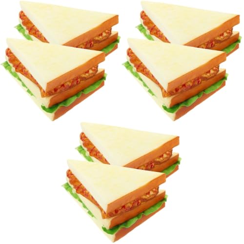 NOLITOY 6 Pcs Artificial Sandwiches Pu Food Model 5.51 X 4.52 X 6.49 in Fake Sandwich Props for Kitchen Display Photo Prop Party Decoration Classroom Teaching