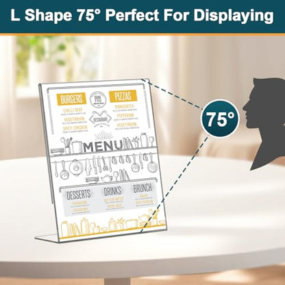 Acrylic Sign Holder 4x6, 22 Pack Clear Plastic Table Paper Display Stand, L-Shape Vertical Menu Holder Stand, Clear Picture Photo Flyer Display Stand for Restaurants, Store Show, Office Deskt - size: 22 Pack-L Shape-4X6
