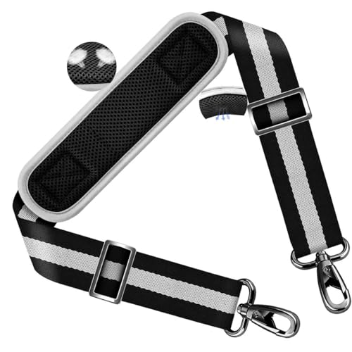 ZINZ Shoulder Strap 58" Ultra-Thick Fixed Padded and Adjustable Buckles Crossbody Strap for Briefcase Laptop Bag Luggage - color: Stripes-BkWBk