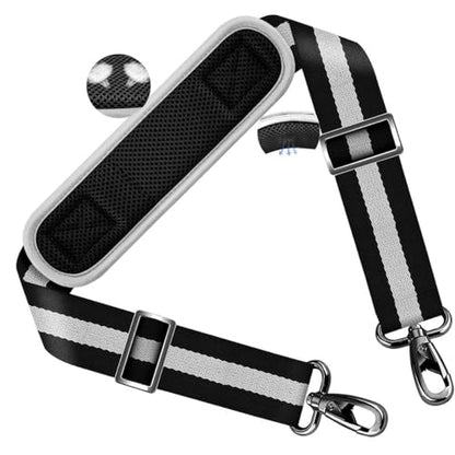 ZINZ Shoulder Strap 58" Ultra-Thick Fixed Padded and Adjustable Buckles Crossbody Strap for Briefcase Laptop Bag Luggage - color: Stripes-BkWBk