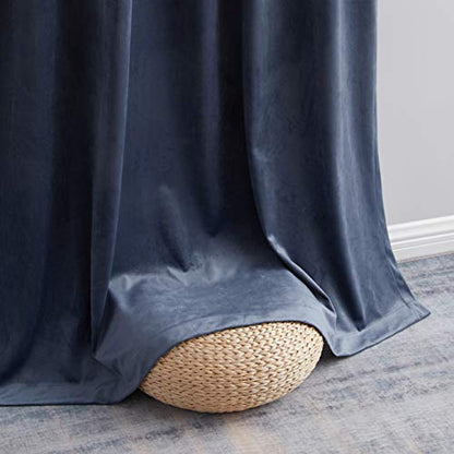 HLC.ME Lopez Velvet Premium Privacy Back Tab Rod Pocket Window Treatment Curtain Drapery Panels for Bedroom & Living Room - Set of 2 Panels (54 x 96 inches Long, Navy Blue) - color: Navy Blue, size: 54"W x 96"L (Pack of 2), style: Back Tab Rod Pocket