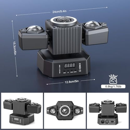 Two-Armed Moving Head Lights with RGBW 4-in-1 Stage Lighting Effect and Starry Effect Controlled by Remote,DMX512,AUTO,Sound-Activated and Master-Slave in DJ Party Concert Church Wedding Theater