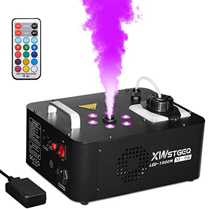 XWSTGEQ 1000W Vertical Fog Smoke Machine with LED Lights Wireless Remote