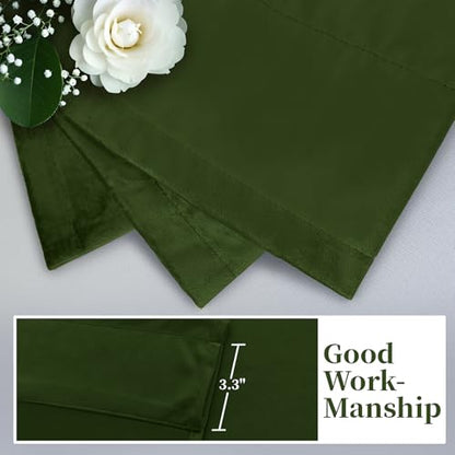 SimpleHome Olive Green Velvet Curtains 84 Inches for Living Room Rod Pocket | Luxury Blackout Velvet Curtains,Thermal Insulated 2 Panels Room Darkening Drapes,Velvet Bedroom Curtains,W52 x L84,2 Panels - color: Olive Green, size: 52"W x 84"L (Pack of 2)