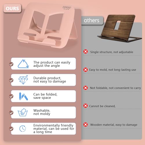 Book Stand, Music Stand, Book Holder, Portable Cookbook Stand, Book Stand for Reading, Recipe Book Holder, for Kids boy Girl, Back to School Supplies (11.82" * 8.26") - color: A2(pink+white)