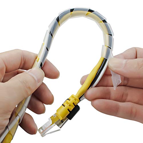 50Ft XHF 1/4" Clear Spiral Cable Wrap 6mm(Wrapping Range:4mm-50mm) Spiral Wire Wrap Cord for Computer Electrical Wire Organizer Sleeve Hose RoHS - size: Dia 6MM