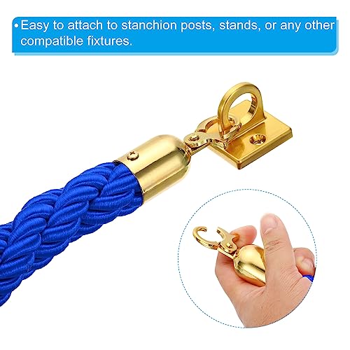 PATIKIL Stanchion Rope, 1.5m/5Ft Barrier Rope Twisted Post Ropes with Snap Hooks for Posts Stands Queue Divider Crowd Control of Hotel, Blue Golden - color: Blue / Golden